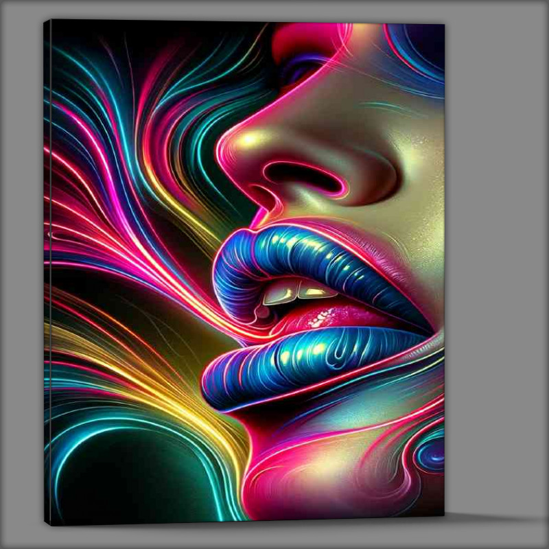 Buy Canvas : (Vibrant essence of neon lips)
