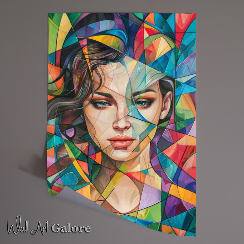 Buy Unframed Poster : (Woman is surrounded by colorful geometric paterns)