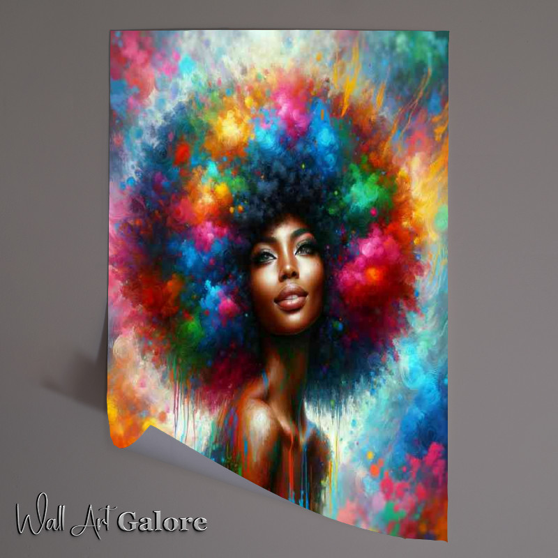 Buy Unframed Poster : (Woman with a colorful afro hairstyle and vibrant colors)