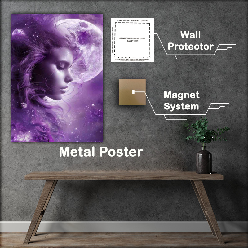 Buy Metal Poster : (Woman with a planet and space)