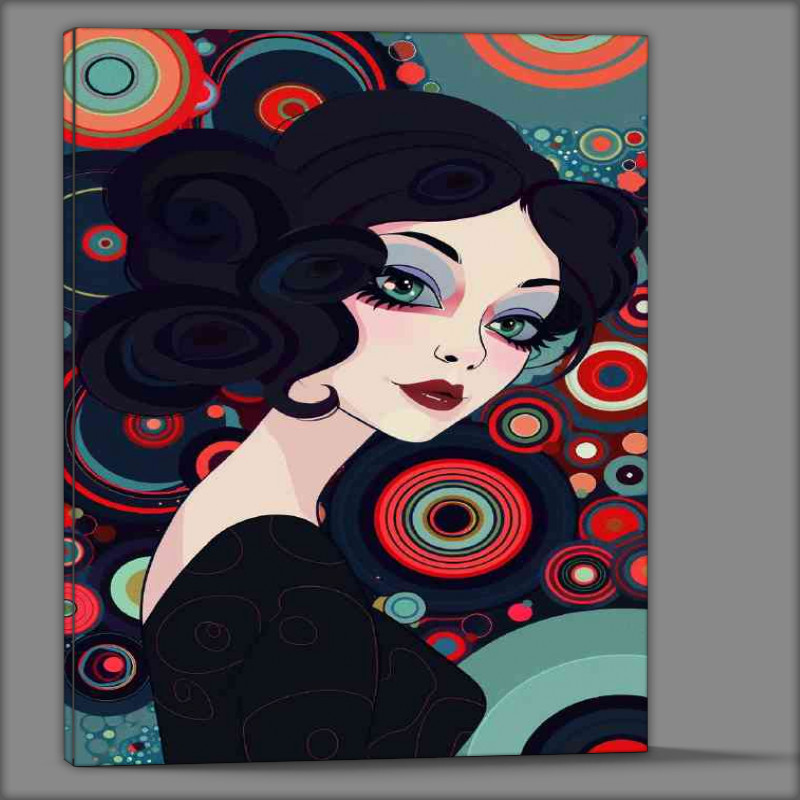 Buy Canvas : (Woman with colorful circles in the style of abstract)
