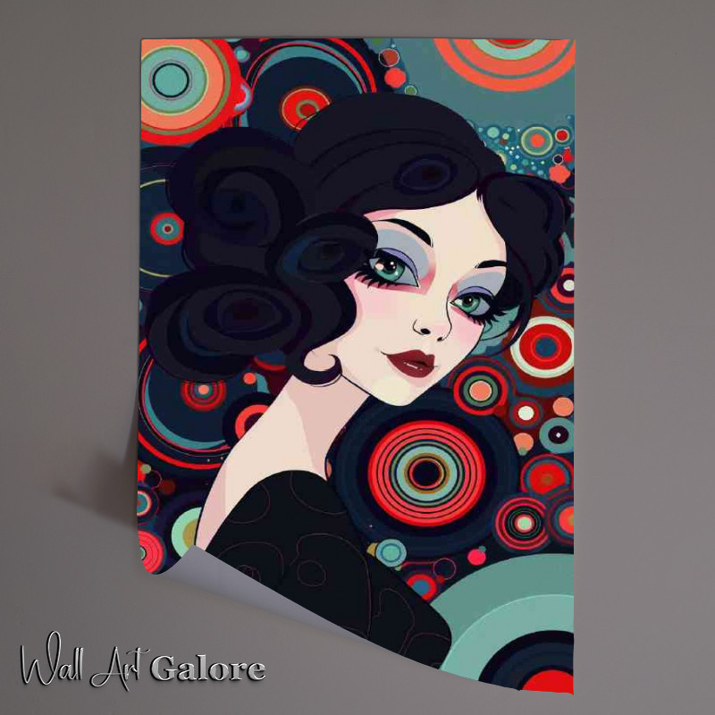 Buy Unframed Poster : (Woman with colorful circles in the style of abstract)