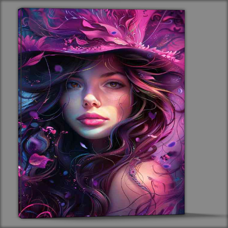 Buy Canvas : (Woman with flowing hair made of petals and hat)