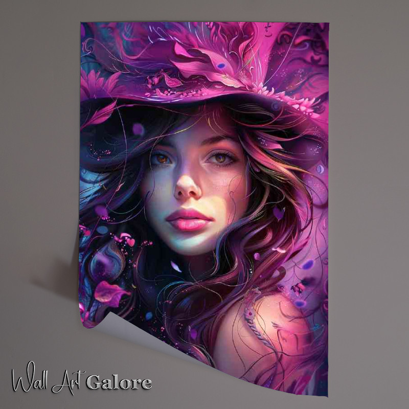 Buy Unframed Poster : (Woman with flowing hair made of petals and hat)