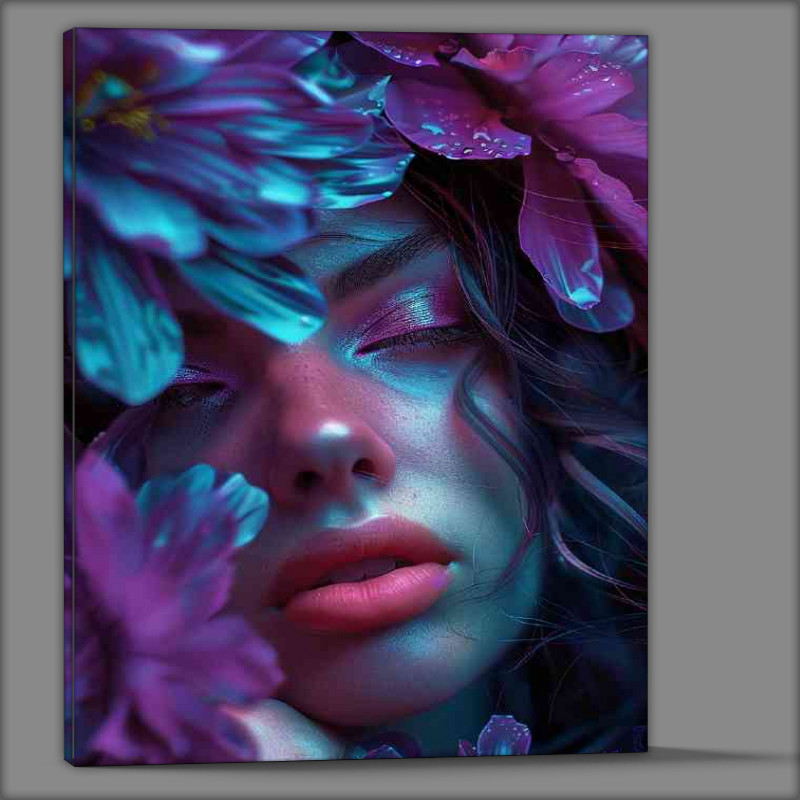 Buy Canvas : (Woman with large petals on her head purples)