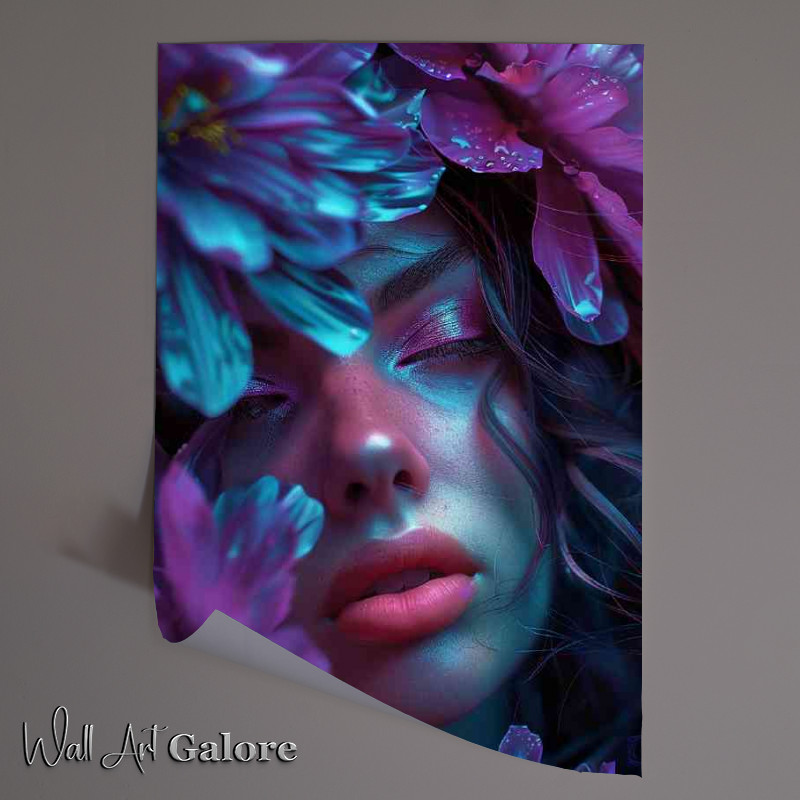 Buy Unframed Poster : (Woman with large petals on her head purples)