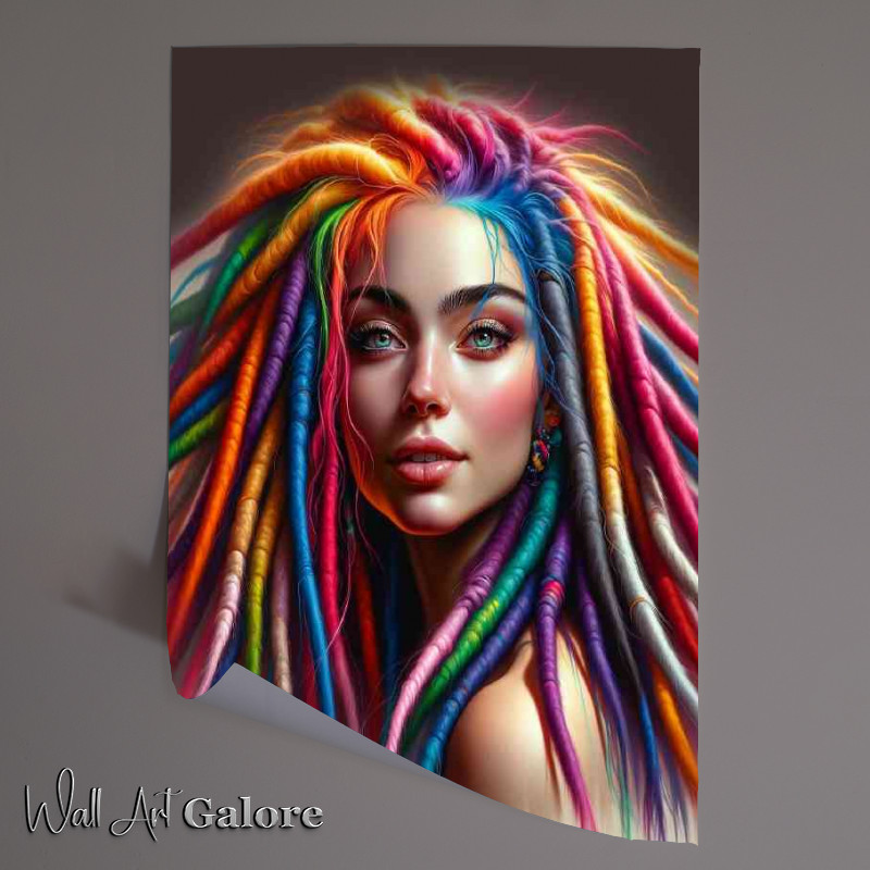 Buy Unframed Poster : (Woman with vibrant colorful dreadlock)