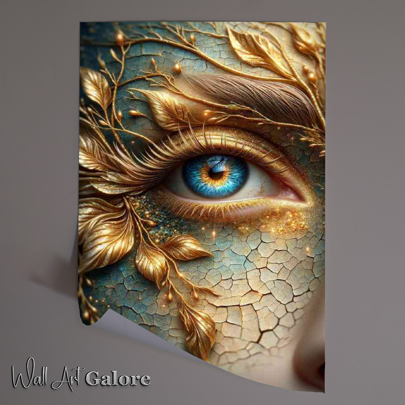 Buy Unframed Poster : (Womans Eye detailed with golden leaves and sparkling highlights)