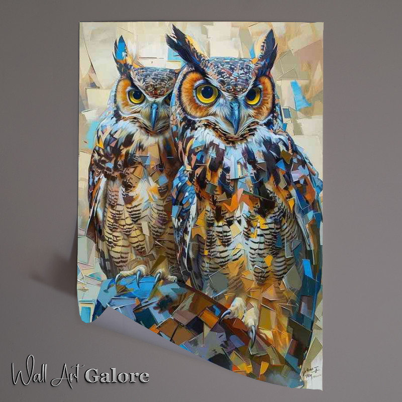 Buy Unframed Poster : (A Painted style of long eared Owls)