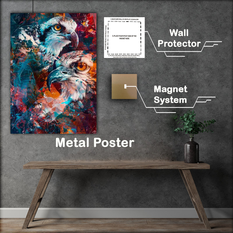 Buy Metal Poster : (A Pair og birds in abstract art)