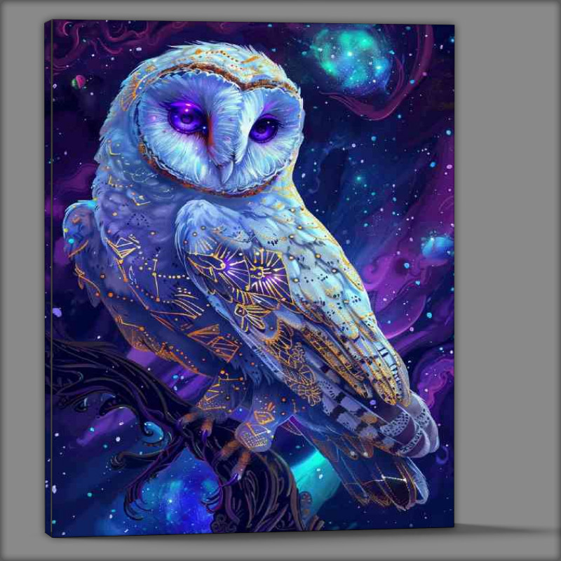 Buy Canvas : (A beautiful white owl with iridescent purple and blue)