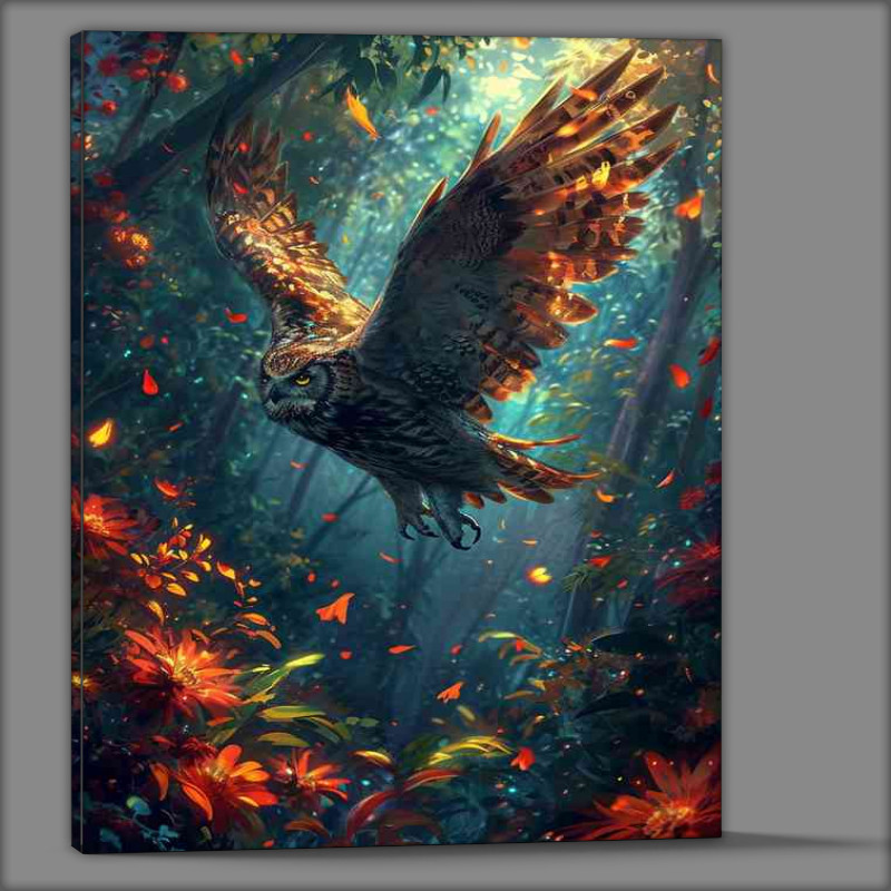 Buy Canvas : (A flying owl in the forrest)