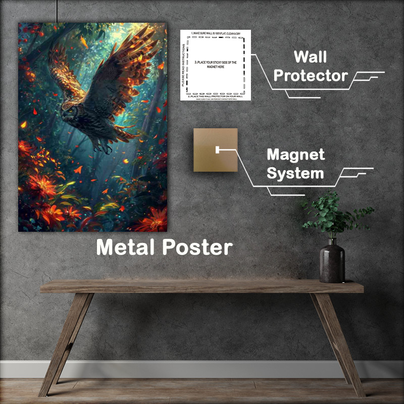 Buy Metal Poster : (A flying owl in the forrest)