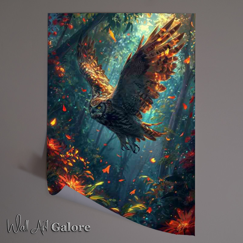 Buy Unframed Poster : (A flying owl in the forrest)