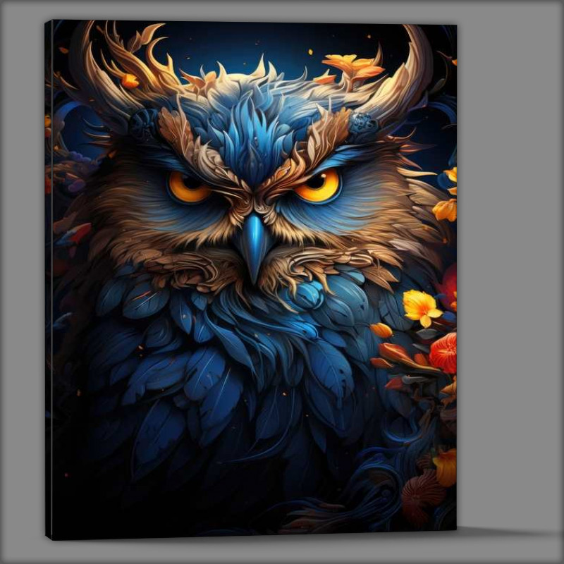 Buy Canvas : (Blue Owl with yellow eyes)