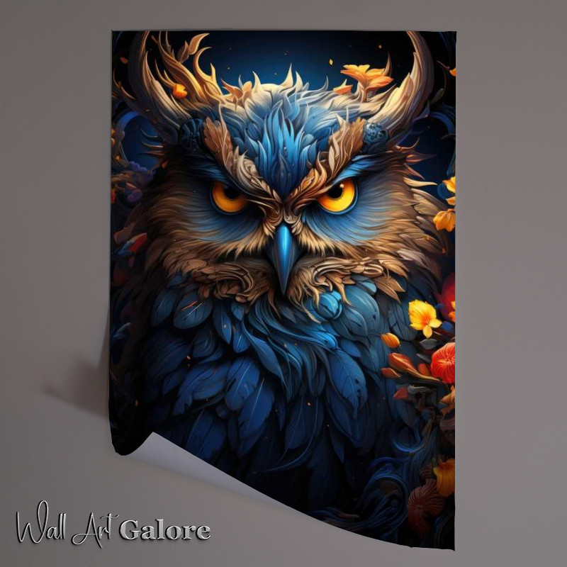 Buy Unframed Poster : (Blue Owl with yellow eyes)
