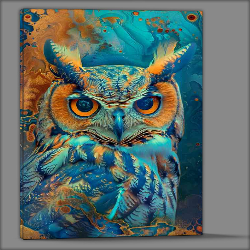 Buy Canvas : (Colorful rainbow owl with big eyes)