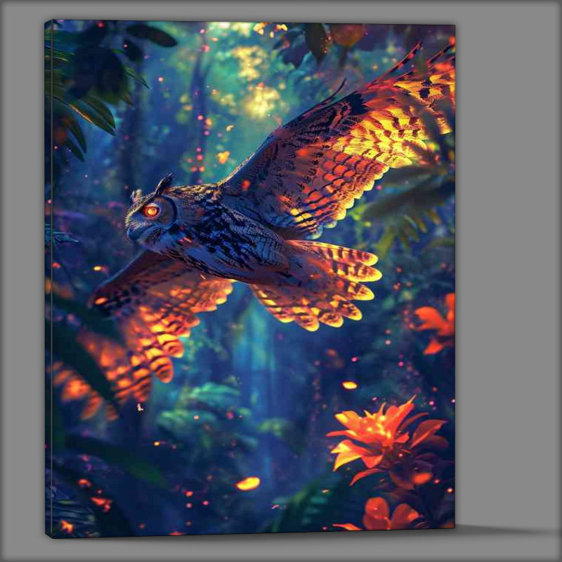 Buy Canvas : (Colourful Owl in flight)