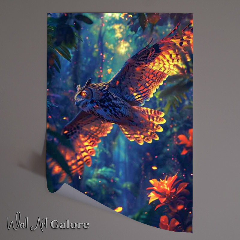 Buy Unframed Poster : (Colourful Owl in flight)