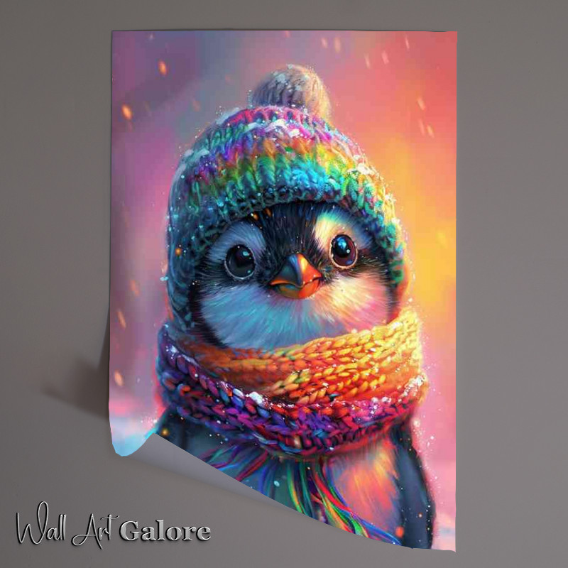 Buy Unframed Poster : (Cute cartton pengiun in a rainbow hat)
