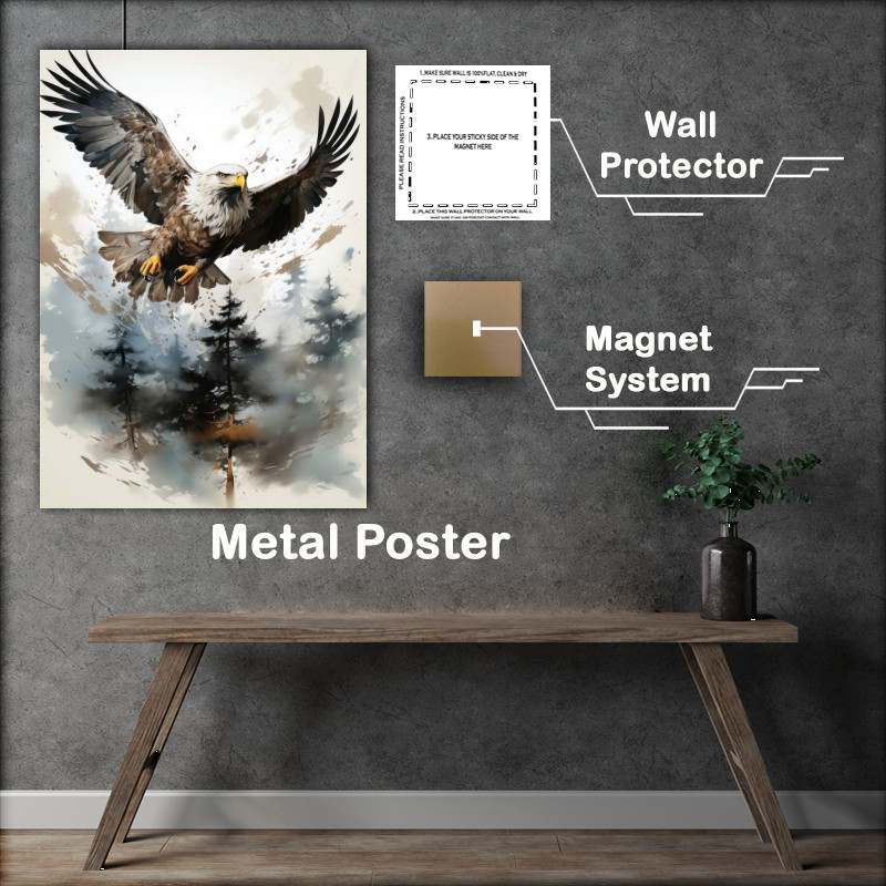 Buy Metal Poster : (Eagle in flight water colours)