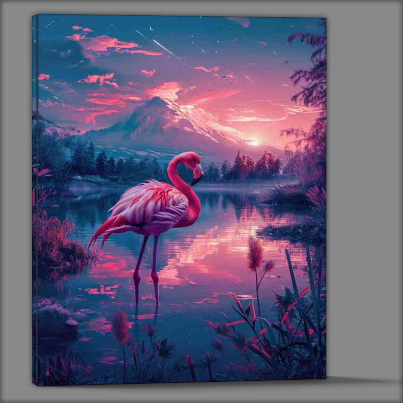 Buy Canvas : (Flamingo by the mountains)