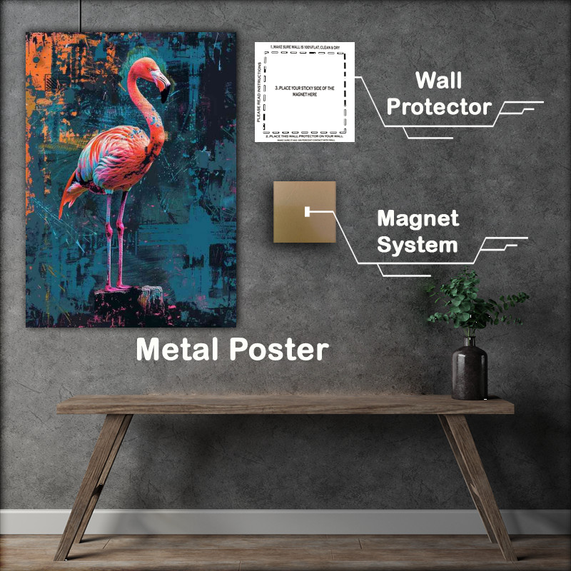 Buy Metal Poster : (Flamingo in a artistic style)