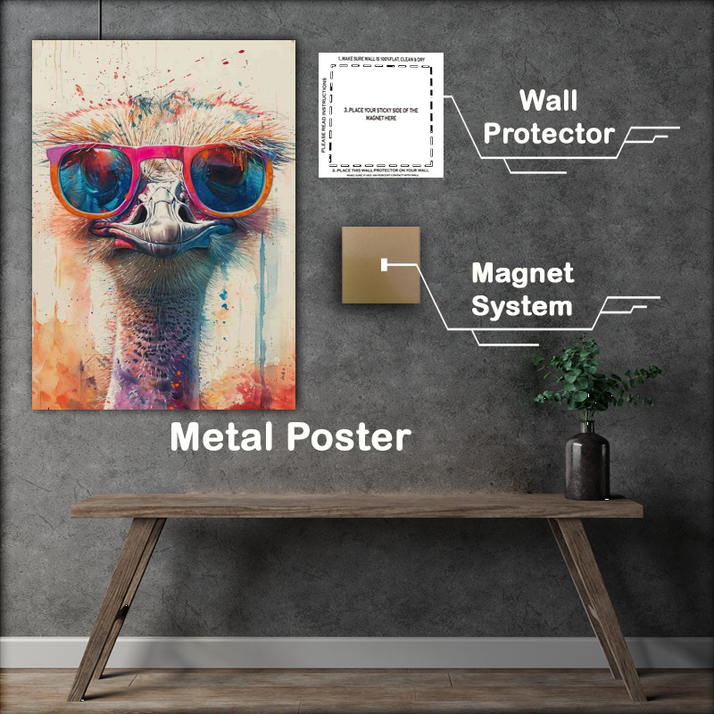 Buy Metal Poster : (Geff the Ostrich with his pink glasses on)