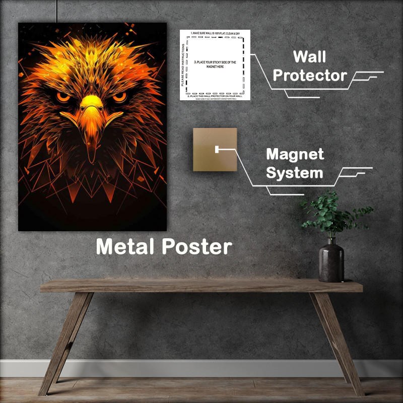 Buy Metal Poster : (Golden Abstract Eagle head)
