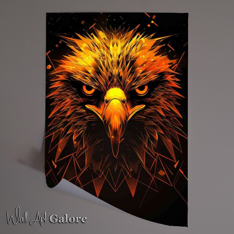 Buy Unframed Poster : (Golden Abstract Eagle head)