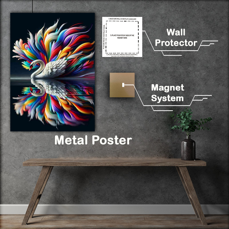 Buy Metal Poster : (Graceful swan with feathers adorned)