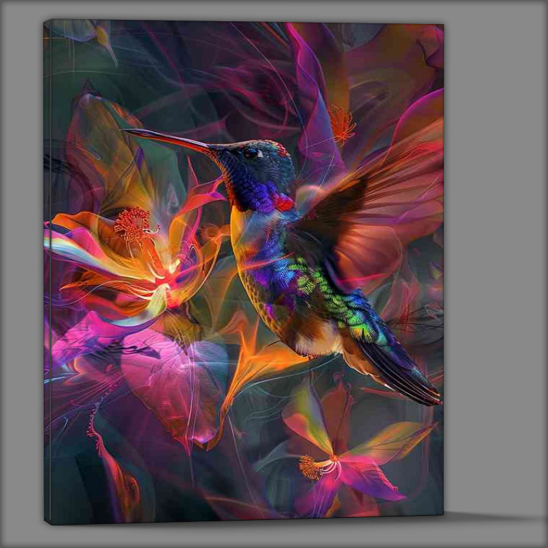 Buy Canvas : (Humming bird in flight array of colour)