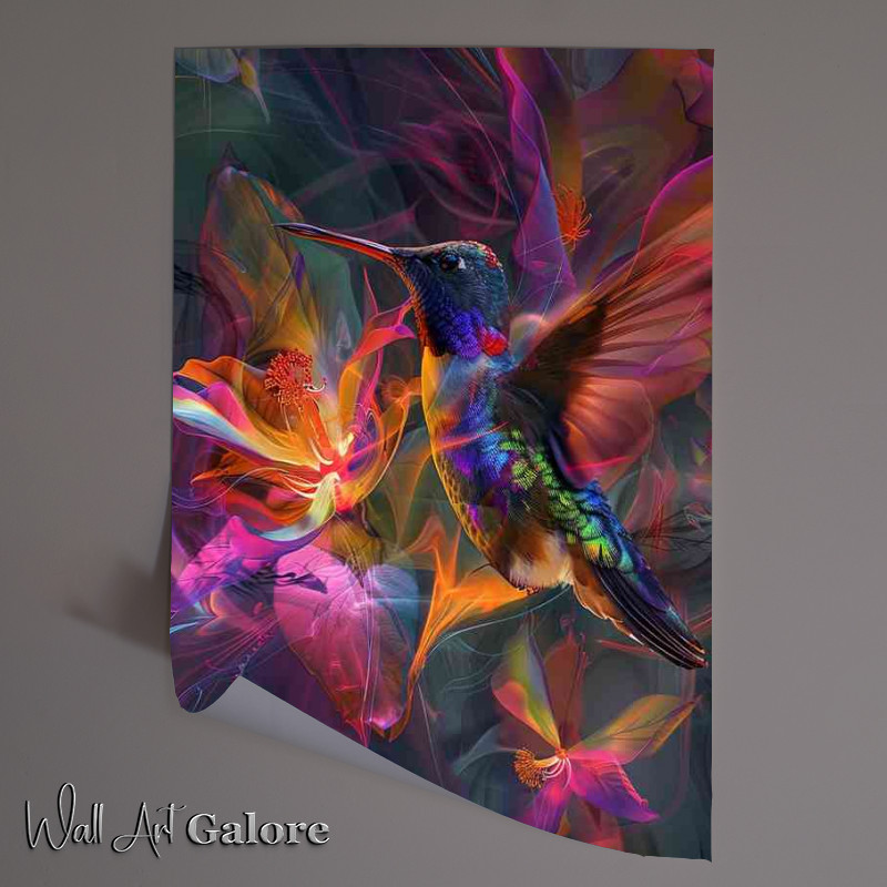 Buy Unframed Poster : (Humming bird in flight array of colour)