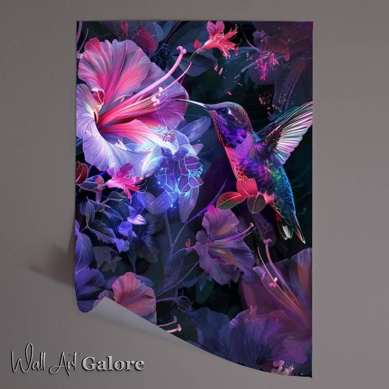 Buy Unframed Poster : (Humming bird with flowers)