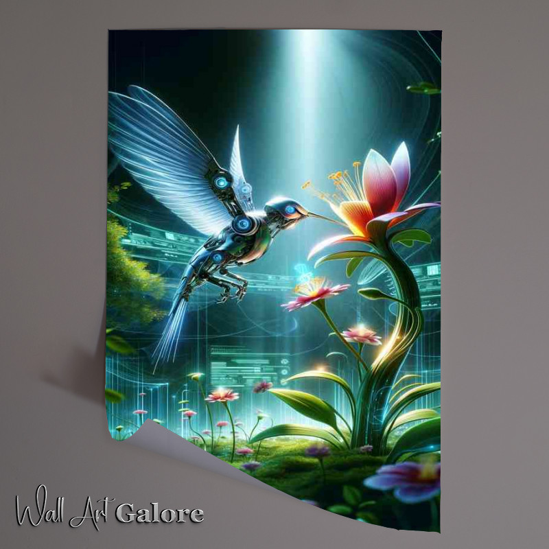 Buy Unframed Poster : (Hummingbird collecting nectar from a tech flower)