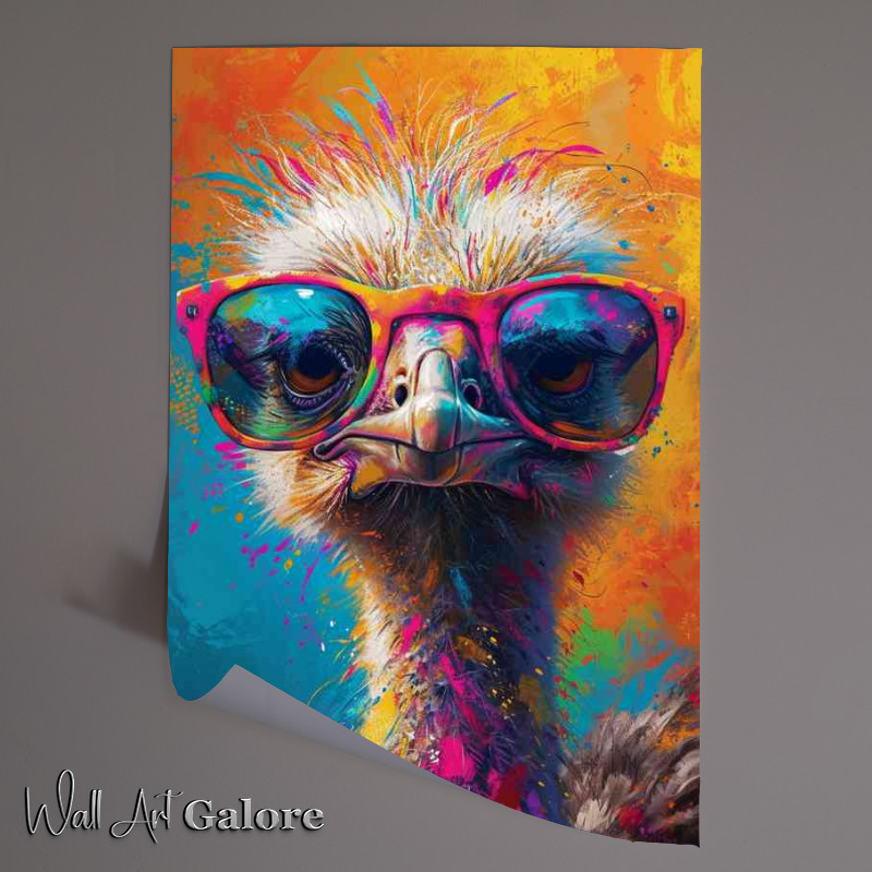 Buy Unframed Poster : (Ostrich with pink glasses on)