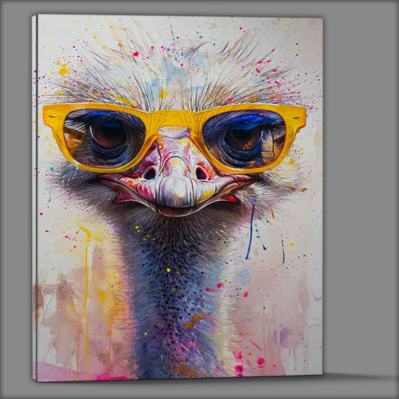 Buy Canvas : (Ostrich with yellow glasses on his face)