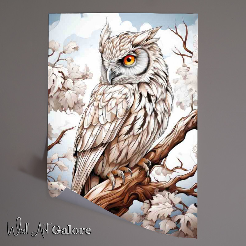 Buy Unframed Poster : (Owl drawn on a branch)