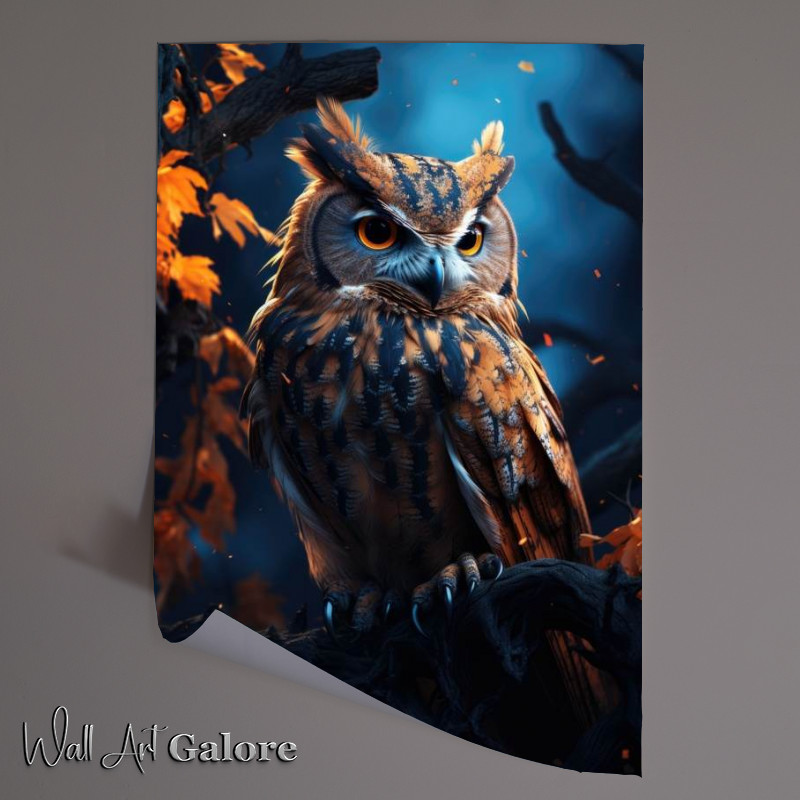 Buy Unframed Poster : (Owl pearched on a branch)