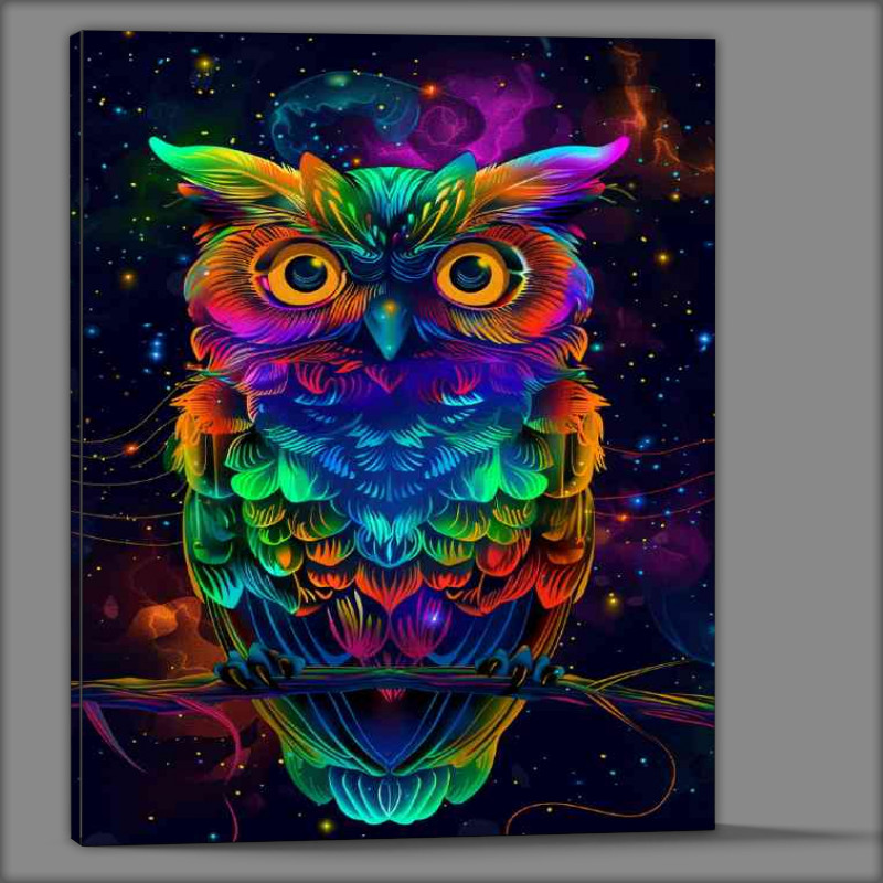 Buy Canvas : (Owl rainbow feathers Iridescent colors)