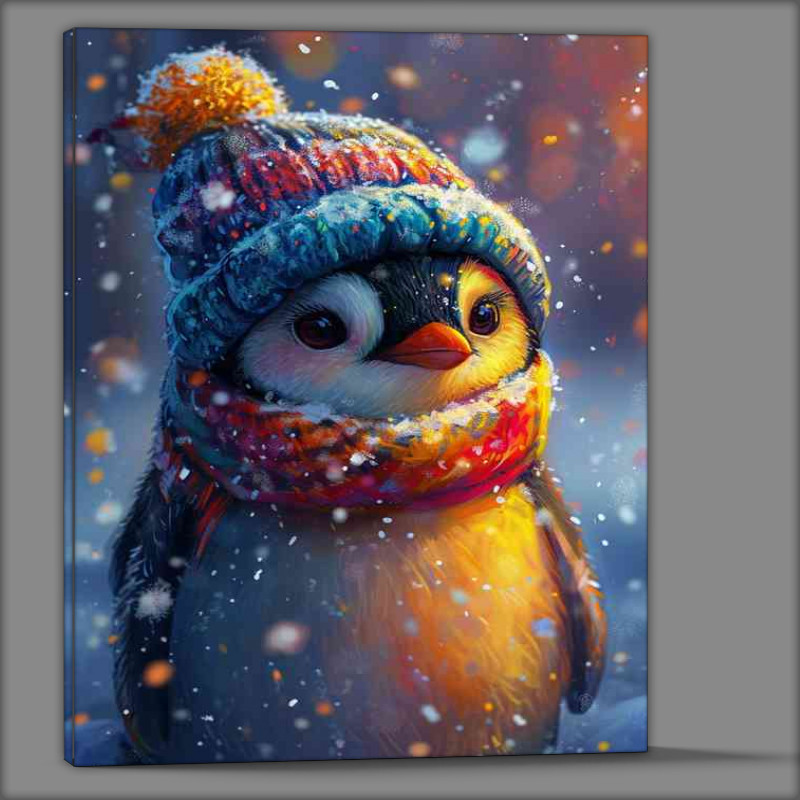 Buy Canvas : (Penguin wearing a colorful hat)