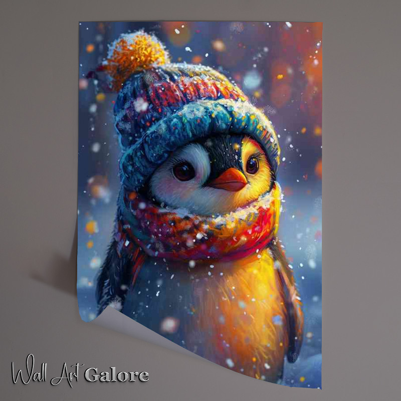 Buy Unframed Poster : (Penguin wearing a colorful hat)