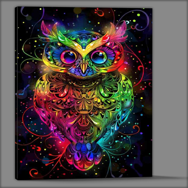 Buy Canvas : (Rainbow Owl glitter and diamond dust swirls of color)