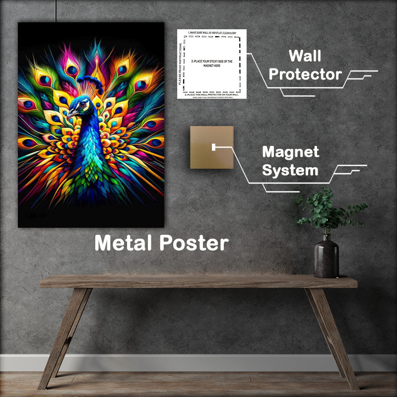 Buy Metal Poster : (Reimagined into the form of a majestic peacock)