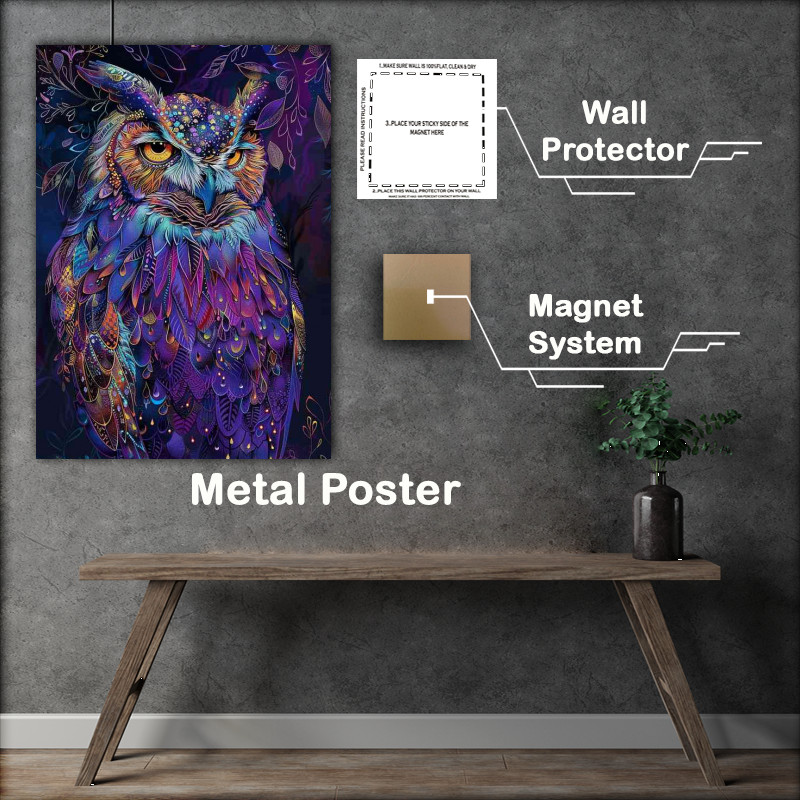 Buy Metal Poster : (Sleepy Owl with gold flecks)