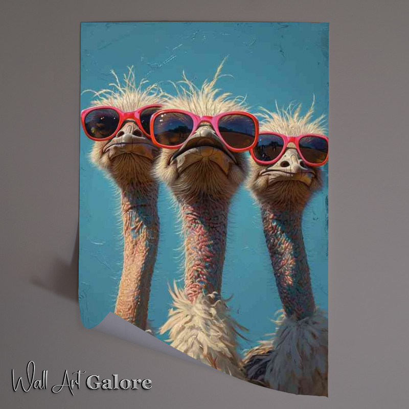 Buy Unframed Poster : (Three ostriches sitting in the sun)
