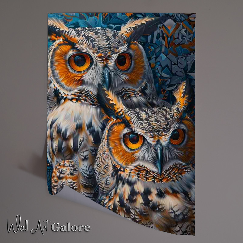 Buy Unframed Poster : (Two large Owls with big eyes)