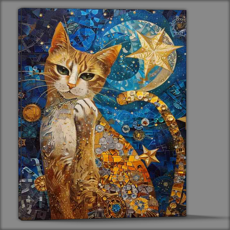 Buy Canvas : (A Cat and stars with moon)