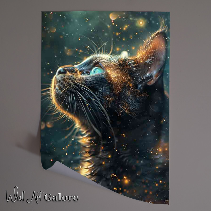 Buy Unframed Poster : (A Cat looking into a swarm of stars)
