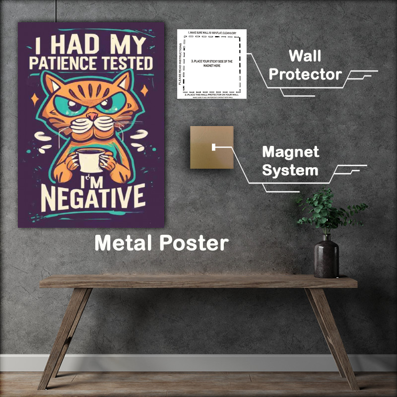 Buy Metal Poster : (A cute but very angry cat drinking coffee)